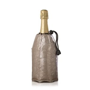 vacu vin active cooler champagne chiller - reusable, flexible wine bottle cooler - platinum, gold - champagne cooler sleeve for standard size bottles - insulated champagne bottle chiller to keep cold