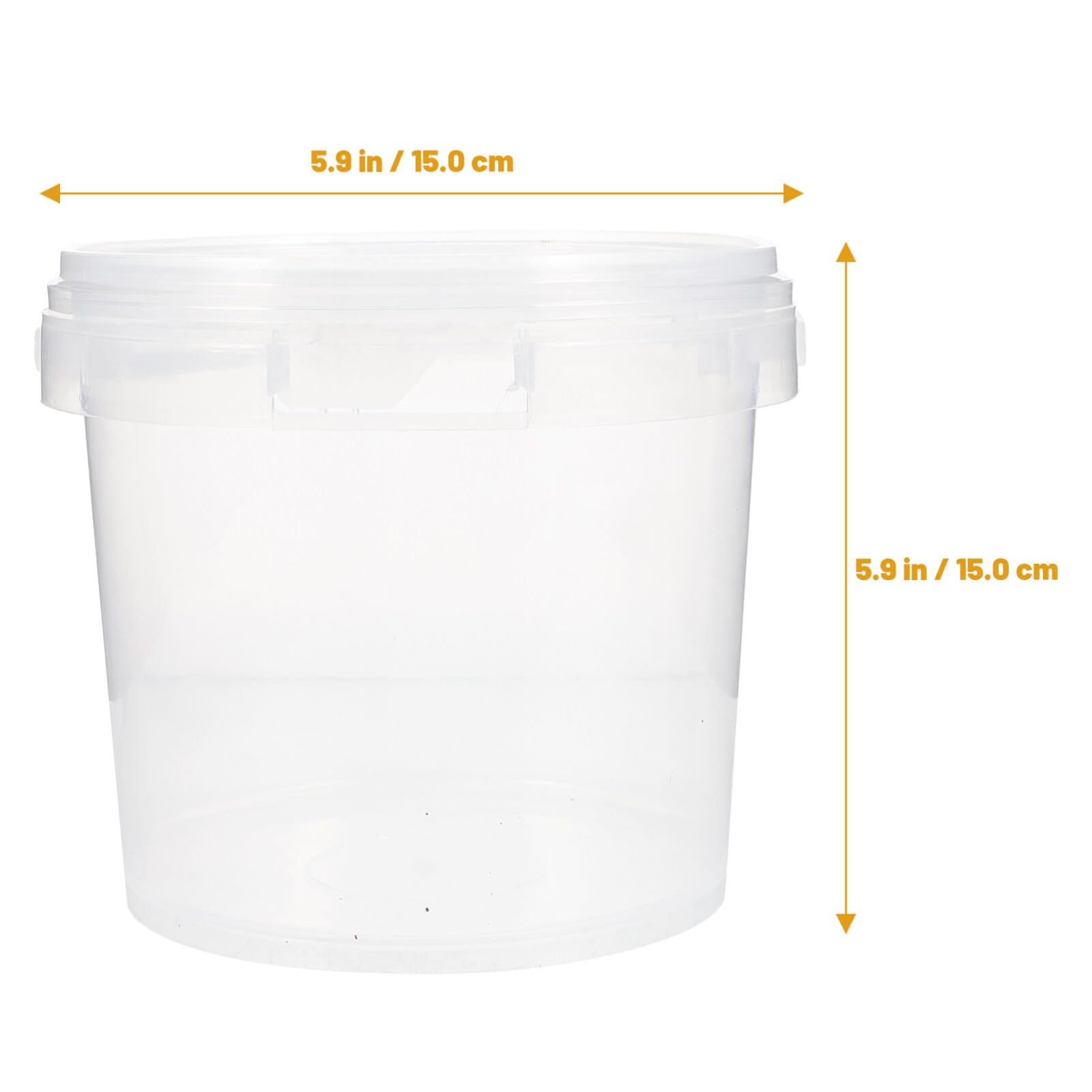 Amosfun 2 Pcs 2L Food Grade Plastic Hand Bucket Transparent Round Storage Bucket Household Ice Cream Storage Tank with Lid