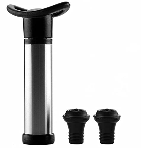 Wine Vacuum Pump With 2 Silica Gel Vacuum Wine Stoppers Practical Wine Saving Stoppers (Black)