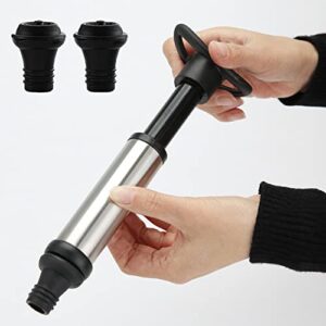 Wine Vacuum Pump With 2 Silica Gel Vacuum Wine Stoppers Practical Wine Saving Stoppers (Black)