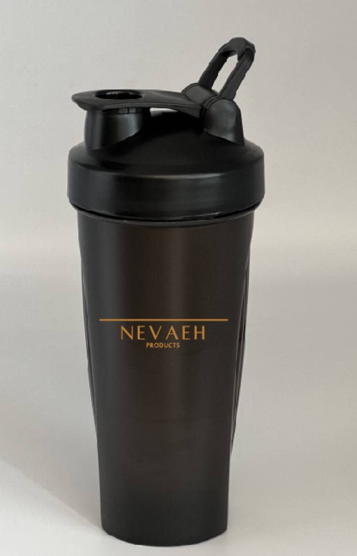 NEVAEH PRODUCTS 28oz Protein Shaker Bottle | BPA Free | Odor Free | Blenderball Whisk | Carrying Loop (White)