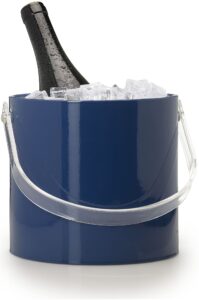 mr. ice bucket by stephanie imports hand made in usa blue double walled 3-quart insulated ice bucket with clear lucite lid and handle