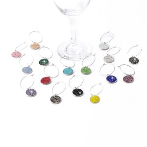 16pcs Bling Wine Glass Charms Markers Tags, Wine Charms for Stem Glasses, Wine Glass Identifier Tags with Bling Rhinestones Crystal for Stem Glasses Tasting Party Favors New Year.