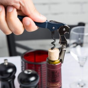 Pulltap's Double-Hinged Waiters Corkscrew, Wine Opener and Foil Cutter, Beer Bottle Opener, Navy