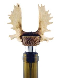 moose antler figure figurine wine stopper bottle topper, collectible lodge cabin decor, 3.5"