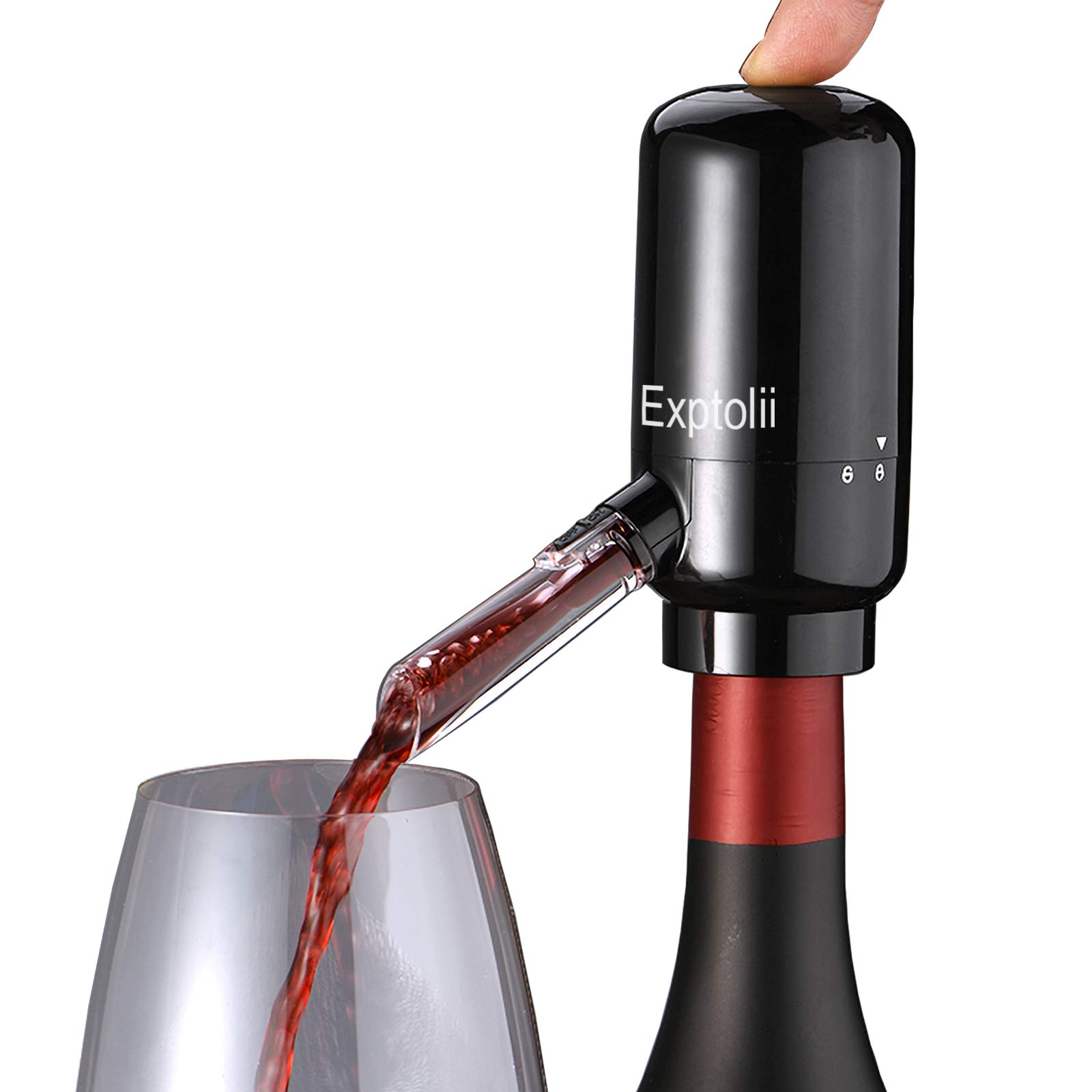 Exptolii Electric Wine Aerator Pourer, Automatic One-Touch Wine Decanter and Wine Dispenser Pump Wine Oxidizer for Red and White Wine