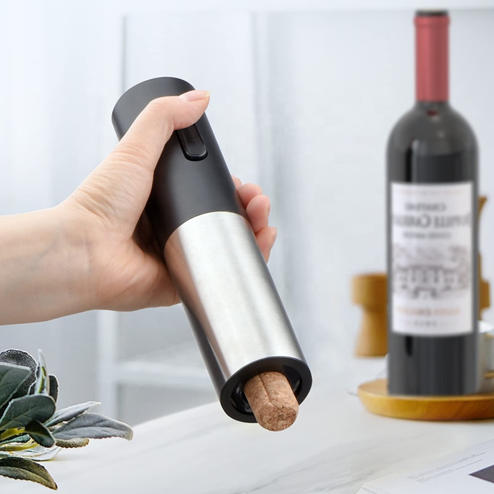 YMQHBS Wine Aerator Pourer, Electric Wine Opener Set 6PC, Automatic Bottle Opener Gifts Set Cordless Corkscrew Stainless Steel, with Vacuum Preserver