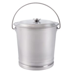8.5qt milk can tote, stainless steel milk pail bucket with lid, and open lip edge, also good for compost
