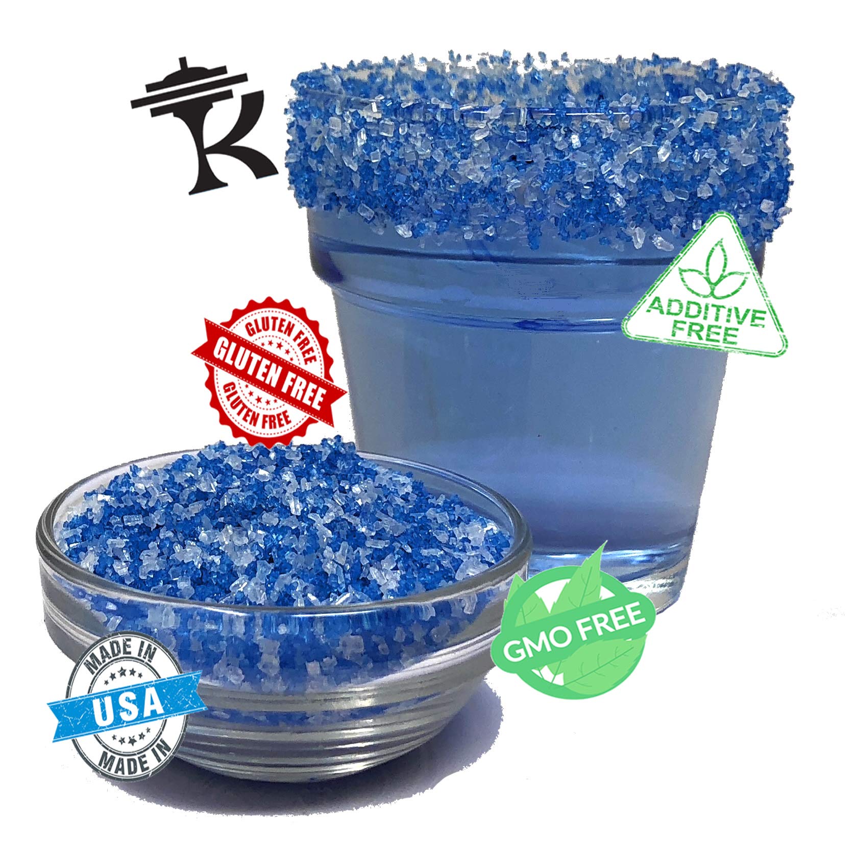 Snowy River Blue Dream Cocktail Sugar - Kosher All Natural White and Blue Cocktail Rimmer and Coffee Rimmer (Blue Dream, 8oz Bag)