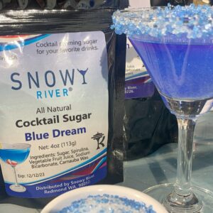 Snowy River Blue Dream Cocktail Sugar - Kosher All Natural White and Blue Cocktail Rimmer and Coffee Rimmer (Blue Dream, 8oz Bag)