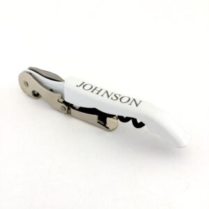personalized white double hinged wine opener wedding party favor