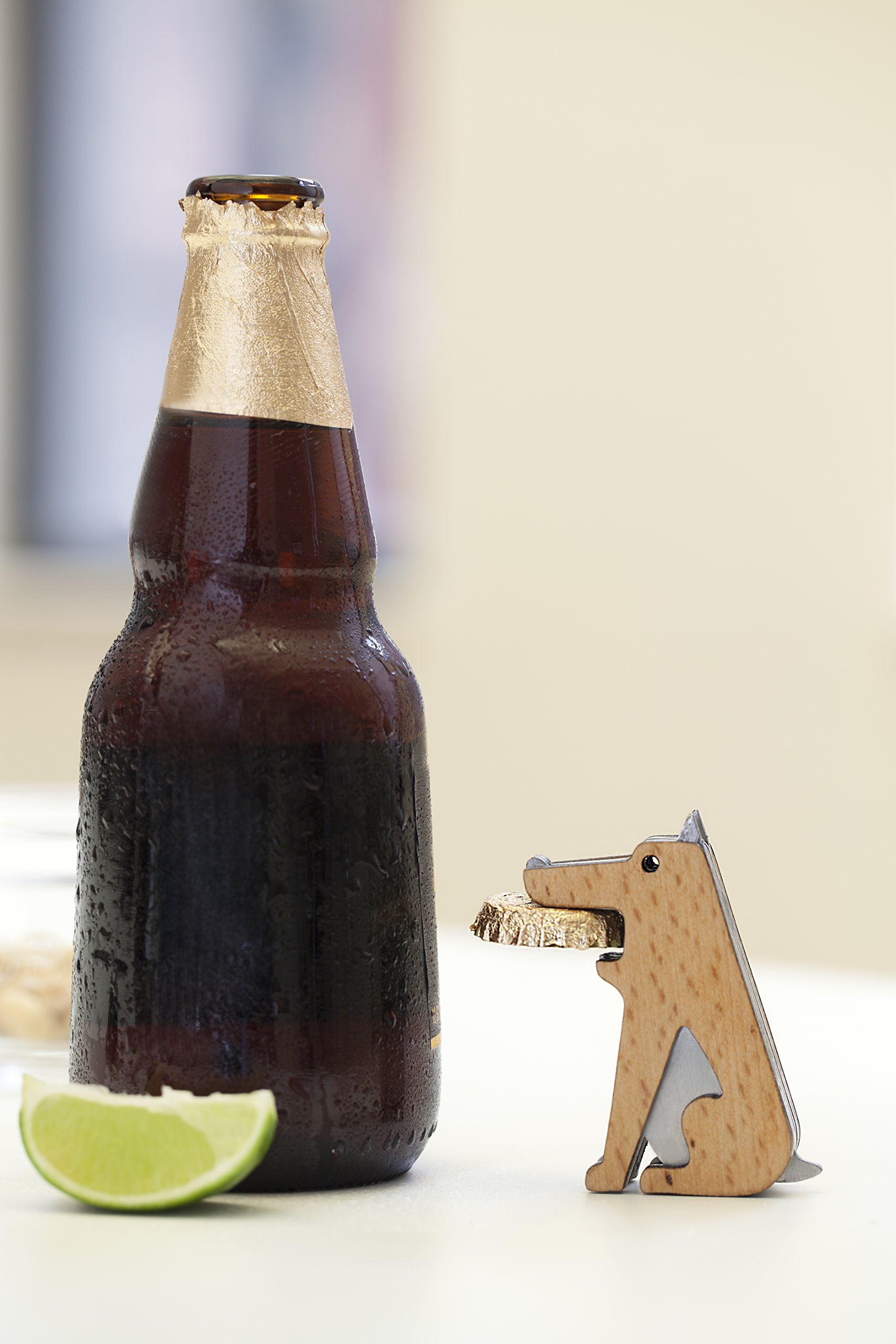 Kikkerland Fetch! Stainless Steel Dog Novelty Bottle Opener, Fun Kitchen Home Bar Accessory Gift