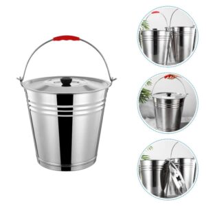 GANAZONO Metal Ash Bucket Ash Bucket with Lid Galvanized Iron Ash Bucket Coal Storage Bucket BBQ Charcoal Holder for Fire Pit, Wood Burning Stove Galvanized Bucket