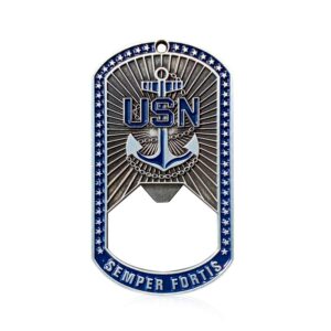 u.s. navy (usn) dog tag bottle opener or challenge coin | perfect veteran & military gift | old dominion llc