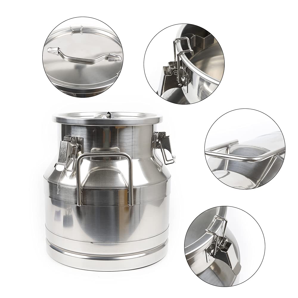 12L/3.16 Gal Milk Can Stainless Steel Milk Can, Heavy Duty Milk Storage Transport Can, Sealed Bucket Wine Barrel with Silicone Seal for Commercial or Domestic Use