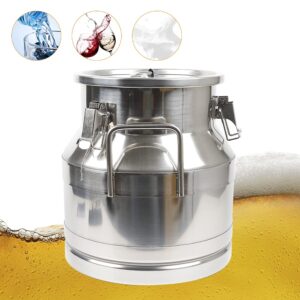 12L/3.16 Gal Milk Can Stainless Steel Milk Can, Heavy Duty Milk Storage Transport Can, Sealed Bucket Wine Barrel with Silicone Seal for Commercial or Domestic Use