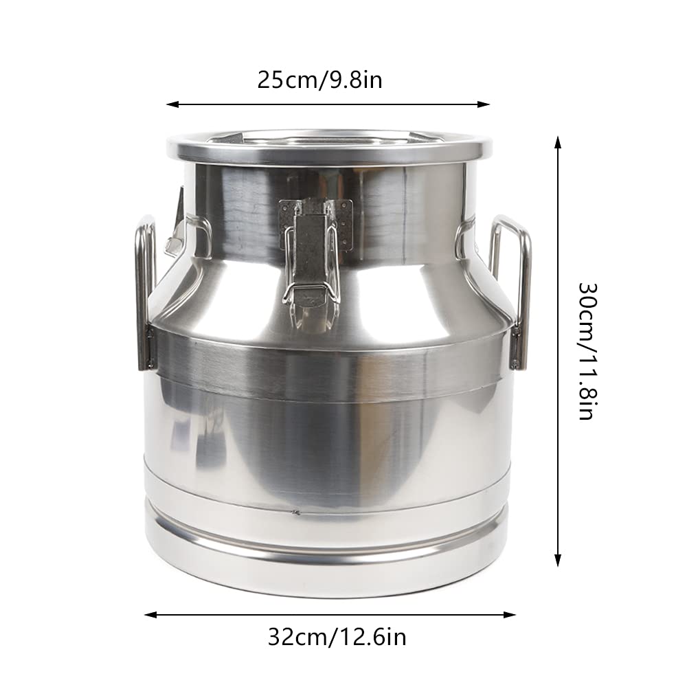 12L/3.16 Gal Milk Can Stainless Steel Milk Can, Heavy Duty Milk Storage Transport Can, Sealed Bucket Wine Barrel with Silicone Seal for Commercial or Domestic Use