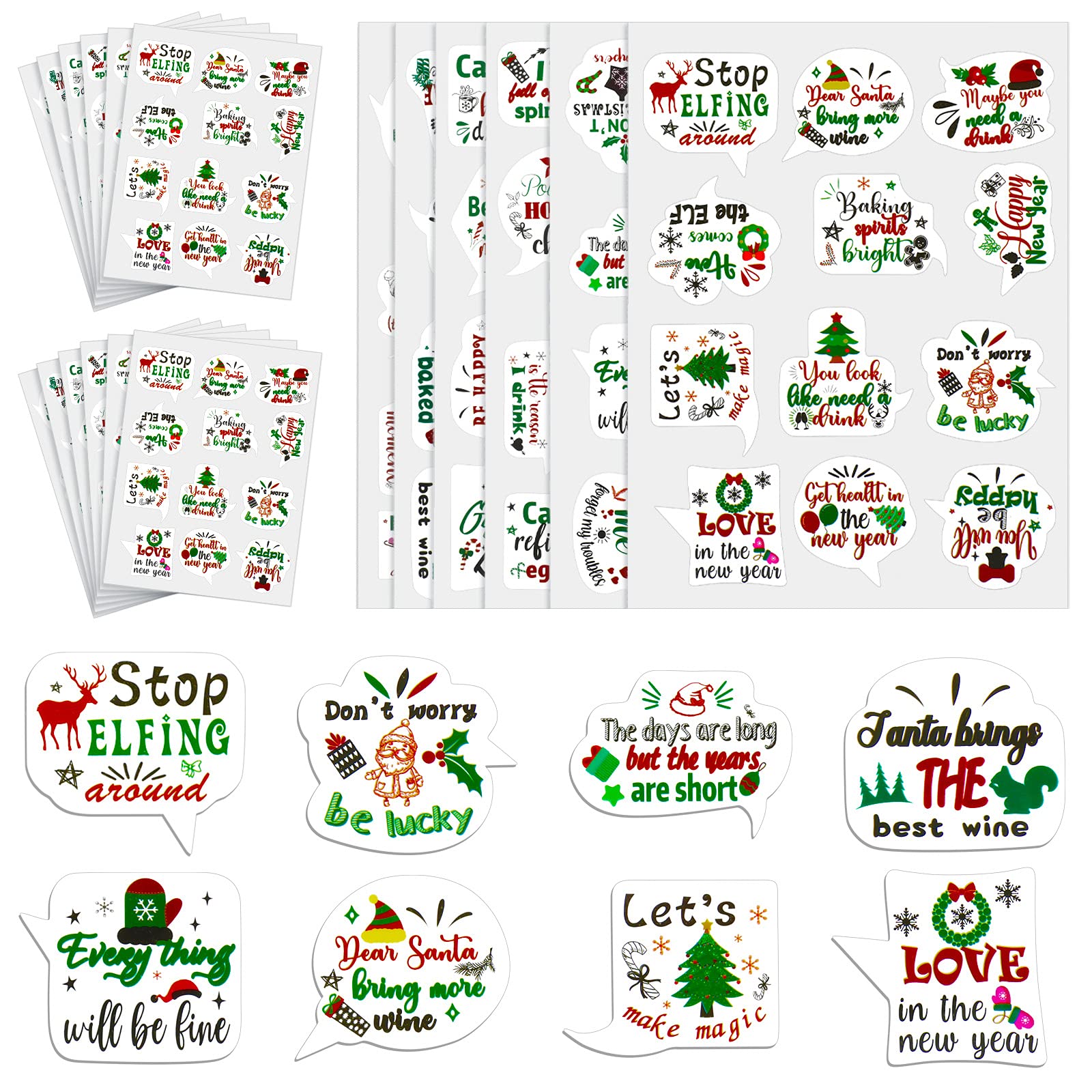 72 Pieces Christmas Wine Glass Stickers Christmas Wine Glass Drink Markers charms Reusable Funny Xmas Wine Stickers for Christmas Birthday Wine Tasting Party Decorations