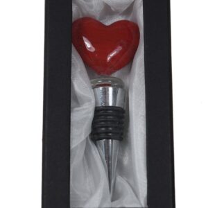 Valentine’s Day Heart Wine Stopper - Champagne/Wine Bottle Stopper, Decorative, Unique, Handmade, Eye-Catching Glass Wine Stoppers – Heart Décor, Wine Accessories Gift - Wine Corker / Sealer