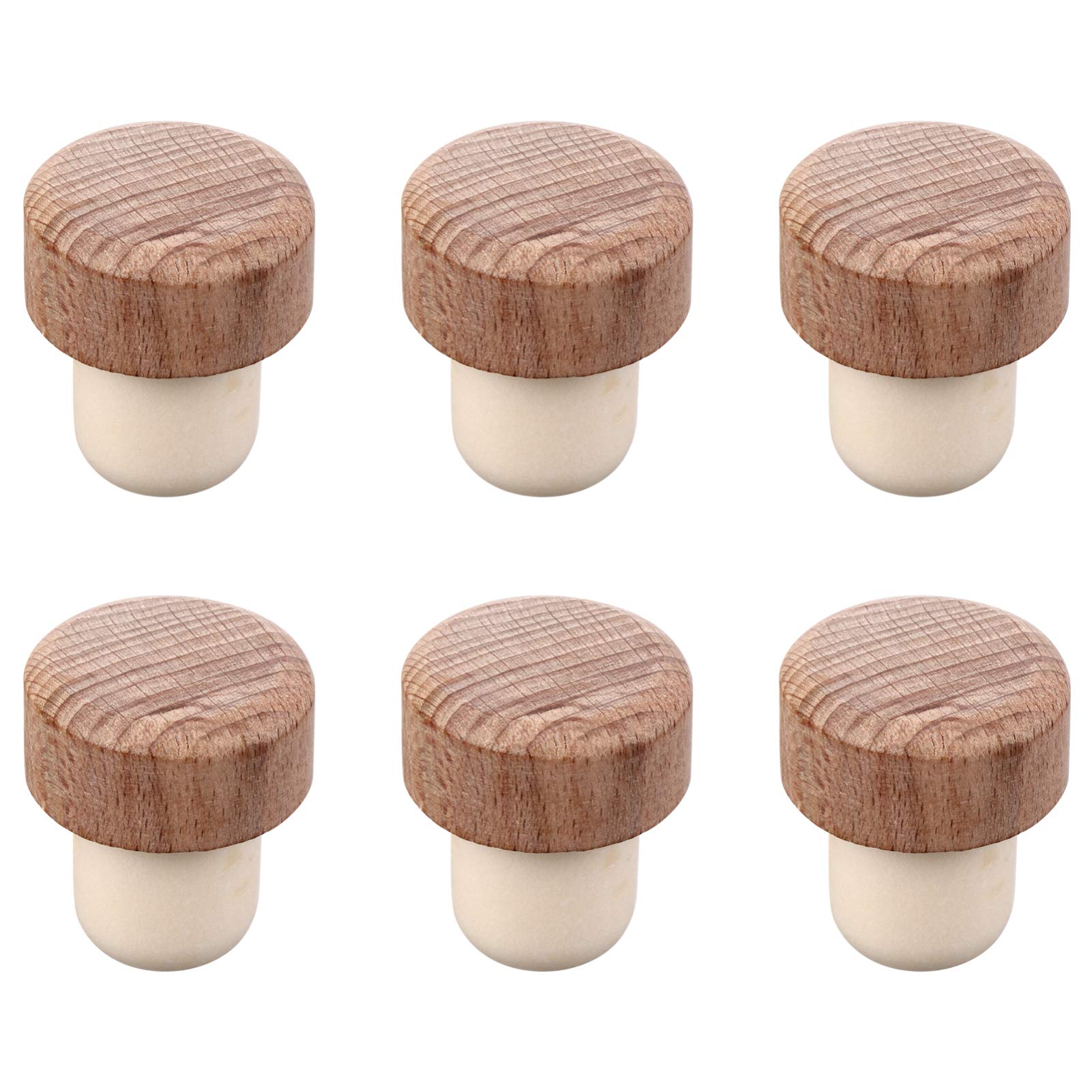 6 Pcs Wooden Wine Bottle Stopper Wood Wine Corks Crafts Replacement Corks for Wine Beer Bottle Glass Bottles DIY Craft