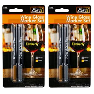 generic 4 wine glass markers pen gold silver erasable washable weddings party drink name