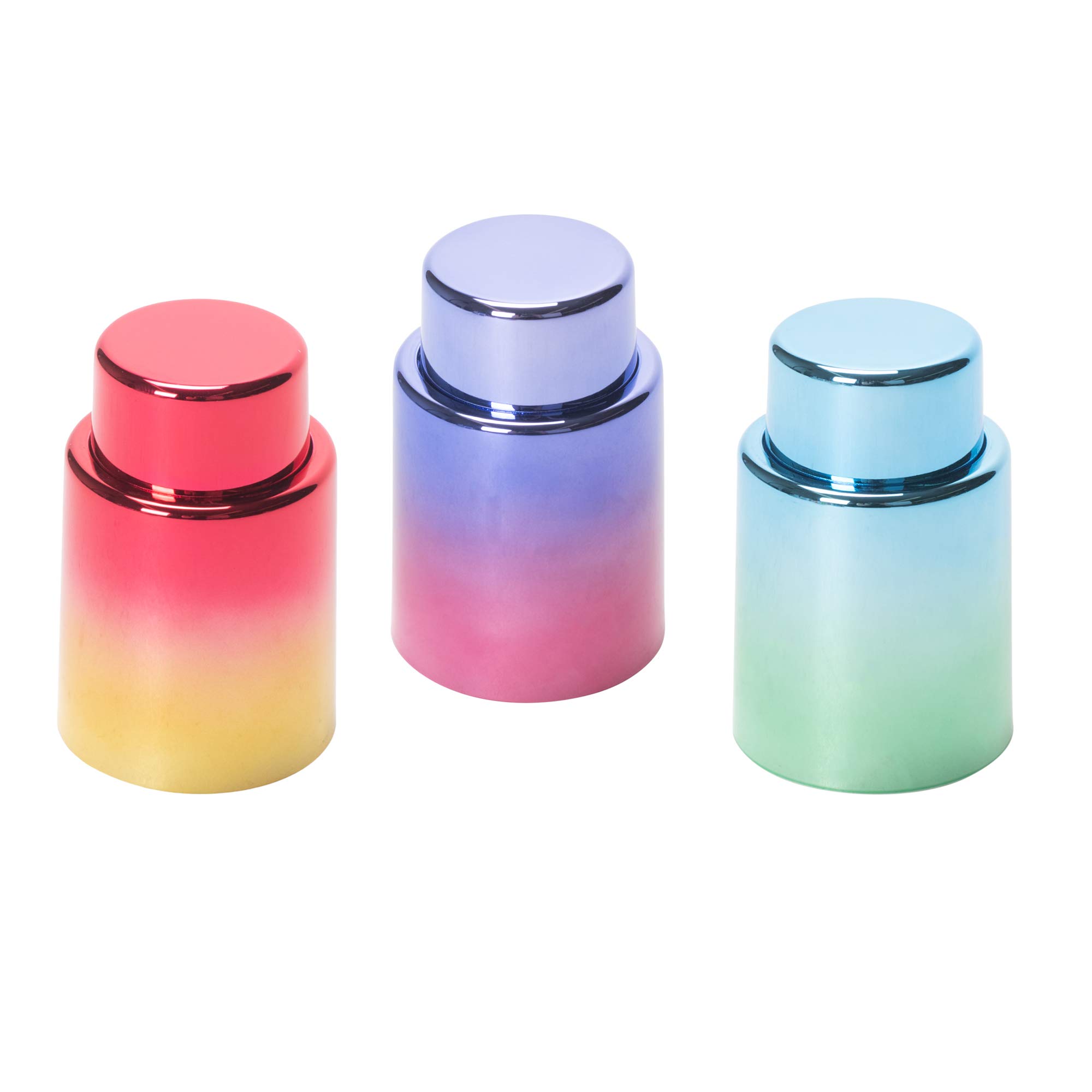 Cork Pops Reflective Ombre Acrylic 2.75 Inch Silicone Seal Vacuum Wine Bottle Stopper Set Of 3