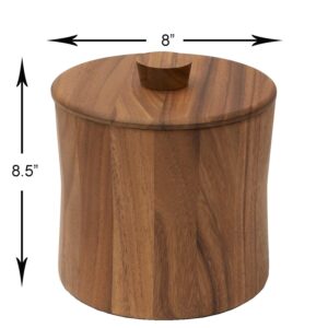 Woodard & Charles Acacia Wood Ice Bucket - 3 Quarts, 8" x 8 1/2"