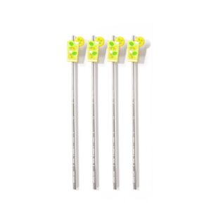 nod products steel straws with engraved recipes and silicone charms strawtails, 8-inch length, set of 4, mint mojito