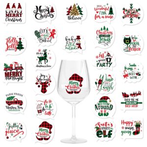 anydesign 120pcs christmas wine glass drink markers 24 styles xmas static cling stickers removable buffalo plaids wine bottle tags wine charms alternative for champagne cocktail wine party supplies