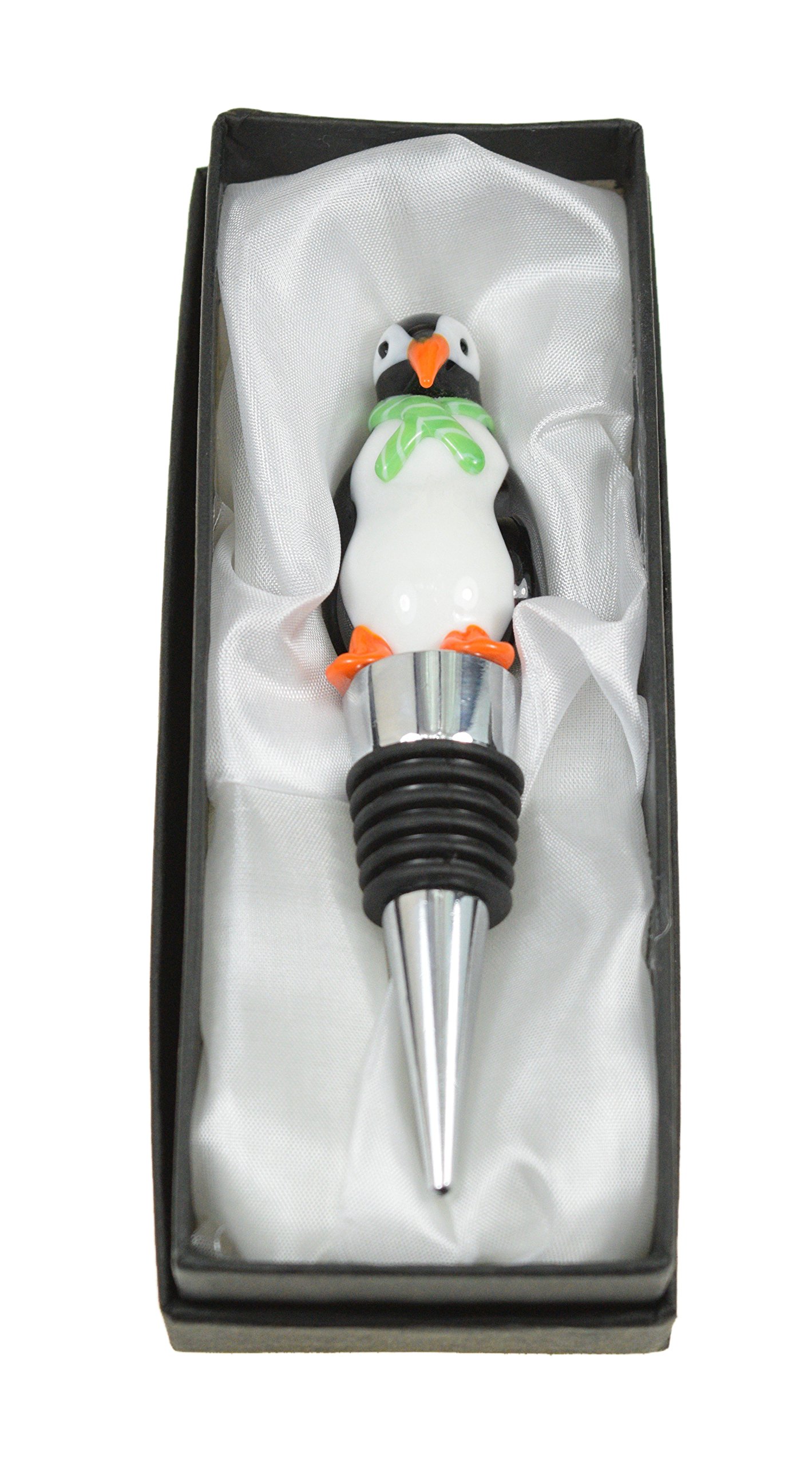 Glass Penguin Wine Bottle Stopper - Decorative, Unique, Handmade, Eye-Catching Glass Wine Stoppers – Penguin Wine Stopper, Wine Accessories, Penguin Gift for Host/Hostess - Wine Corker / Sealer