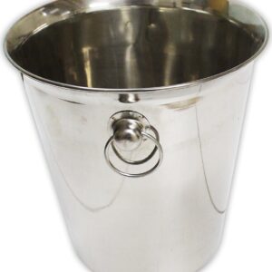 KITCHENDIVA 8.5" x 8.5" Stainless Steel Ice Bucket with Ring Handles | Chic Design | Ideal for Various Occasions