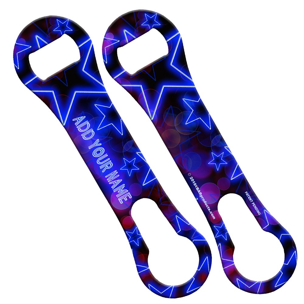 BarConic Customizable V-ROD® Bottle Opener - Neon - Stars