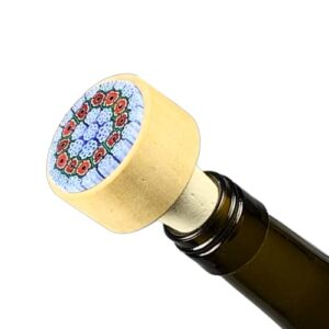 wine bottle stopper – unique gift for dinner host, wine lover, or housewarming – a versatile wine accessory, use for wine or champagne – handmade of murano glass and portuguese cork keeps wine fresher