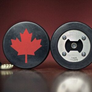 Canadian Maple Leaf Bottle Opener, Made from a real Hockey Puck