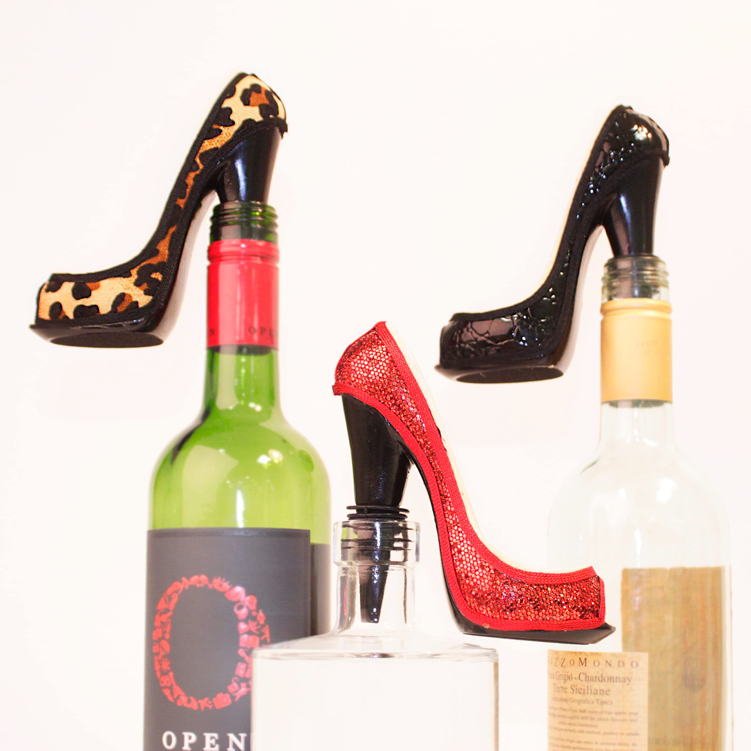 Wild Eye Designs High Heel Wine Stopper Fashion Gift Set, Red Glitter