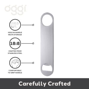 OGGI Bar Blade Bottle Opener Stainless Steel, Bartender Bottle Opener, Solid Bottle Cap Opener, Heavy Duty Beer Opener, 7" / 18cm