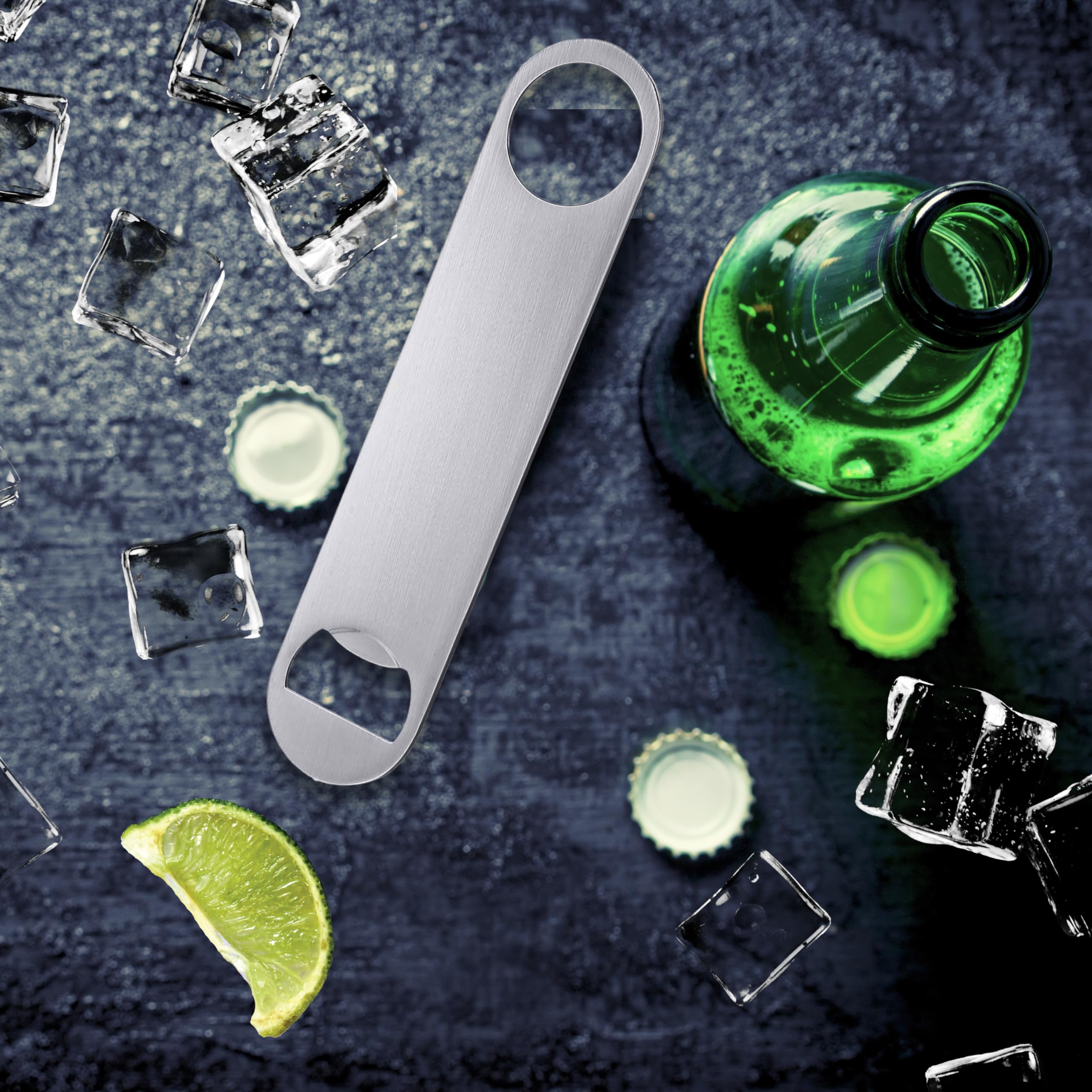 OGGI Bar Blade Bottle Opener Stainless Steel, Bartender Bottle Opener, Solid Bottle Cap Opener, Heavy Duty Beer Opener, 7" / 18cm