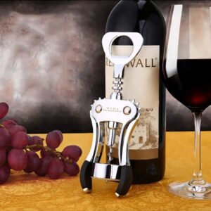 New Upgraded 2021: Classic Wing Corkscrew Wine Opener / Premium, Multi-functional, Restaurant Professional Waiter and Bartenders Best Wine Bottle opener. The Wing Corkscrew Double Hinged Wine Opener