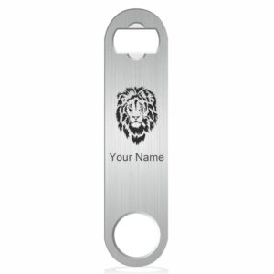 lasergram bottle opener, lion head, personalized engraving included (stainless steel finish)