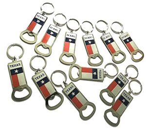 texas bottle opener key chain texas flag printed in both sides pack of 12 - texas souvenir plus 1 austin state capital spinner keychain
