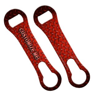 barconic customizable v-rod® bottle opener – metal plate - red