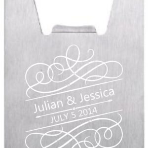 Lazer Designs Customized Wedding Favor Credit Card Opener Personalized For Guests Stainless Filigree 12 pieces