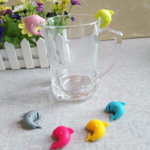 A FEI Wine Glass Markers Set Of 18 Dolphin Pineapple Bird Silicone Drink Glass Charms