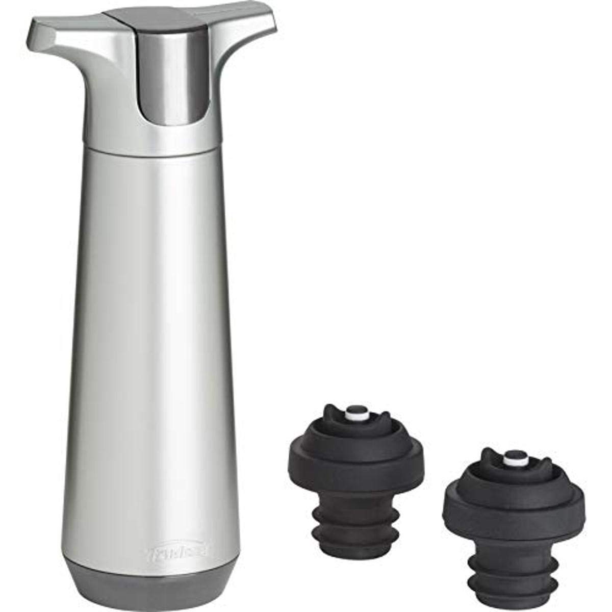 Trudeau Origin w/2 Stoppers Wine Pump, 5.5", Gray