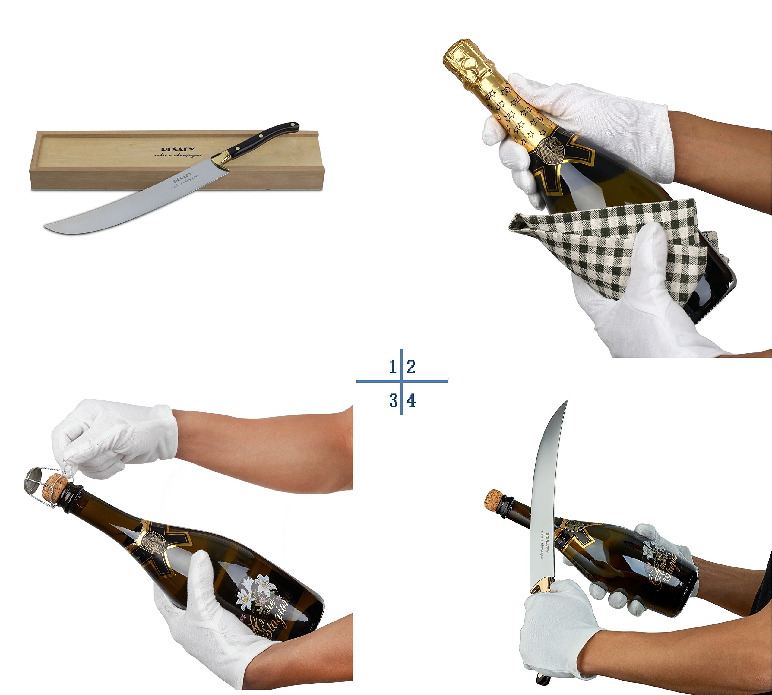 Resafy Champagne Saber With Wooden Box Champagne Knife Champagne Sword Champagne Opener