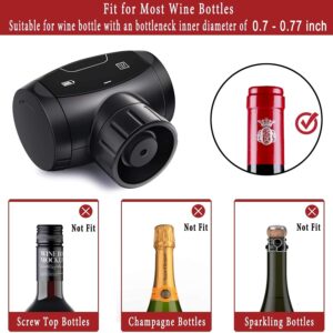 KAVYDENS Electric Wine Stoppers, Best Gift for Wine Lover, Automatic Wine Vacuum Pump with Stoppers Silicone, Reusable Wine Bottle Stoppers Cork Saver Plug & Sealer