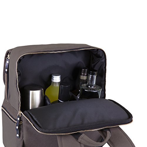 PICNIC TIME Bar Backpack 16-Piece Portable Cocktail Set, Portable Bar Case with Cocktail Shaker Set, (Gray)