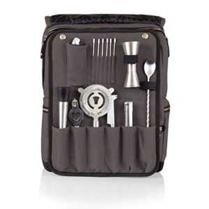 PICNIC TIME Bar Backpack 16-Piece Portable Cocktail Set, Portable Bar Case with Cocktail Shaker Set, (Gray)