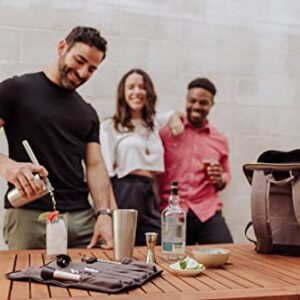 PICNIC TIME Bar Backpack 16-Piece Portable Cocktail Set, Portable Bar Case with Cocktail Shaker Set, (Gray)