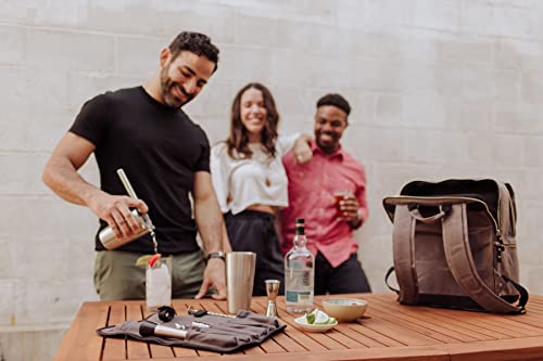 PICNIC TIME Bar Backpack 16-Piece Portable Cocktail Set, Portable Bar Case with Cocktail Shaker Set, (Gray)